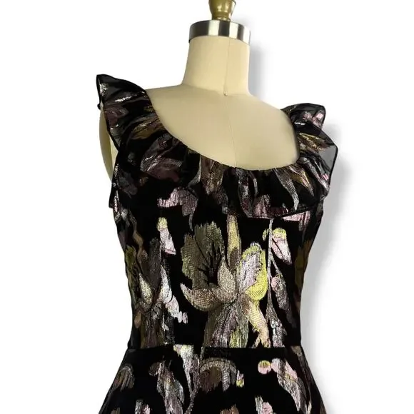 New w/ Tags WE ARE KINDRED silk metallic floral dress HARLOW FLOUNCE gown. - Picture 5 of 17